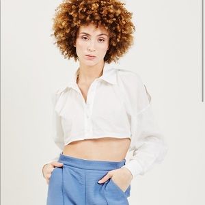 Rachel Comey white button up cut out shoulder blouse NWT size 6.